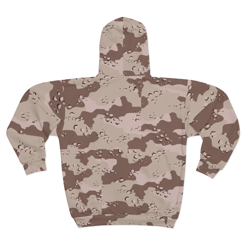 AOP Unisex Zip Hoodie - Military Chocolate Chip Desert Camouflage