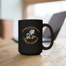 Load image into Gallery viewer, Black Mug 15oz - Navy - Seabee - Combat Veteran - No Shadow