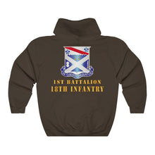 Load image into Gallery viewer, Unisex Heavy Blend™ Hooded Sweatshirt - Army - 1st Bn 18th Inf W Dui - Back Print