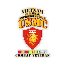 Load image into Gallery viewer, Kiss-Cut Stickers - USMC - III MAF - Combat Vet w 1 row VN SVC Ribbons