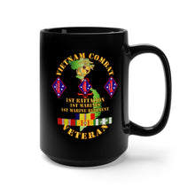 Load image into Gallery viewer, Black Mug 15oz - USMC - Vietnam Combat Vet w 1st Bn - 1st Marines - 1st Marine Regt w CAR VN SVC