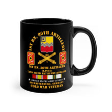 Load image into Gallery viewer, Black mug 11oz - Army - 1st Battalion 80th Artillery - 72nd FA Brigade - Aschaffenburg Federal Republic of Germany with COLD Service Ribbons