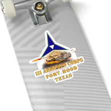 Load image into Gallery viewer, Kiss-Cut Stickers - Army - III Armored Corps - M1A1 - M2 Bradely Firing - Fort Hood Texas X 300