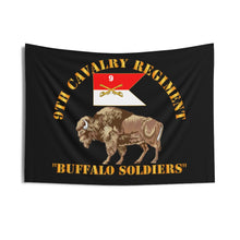 Load image into Gallery viewer, Indoor Wall Tapestries - Army - 9th Cavalry Regiment - Buffalo Soldiers w 9th Cav Guidon
