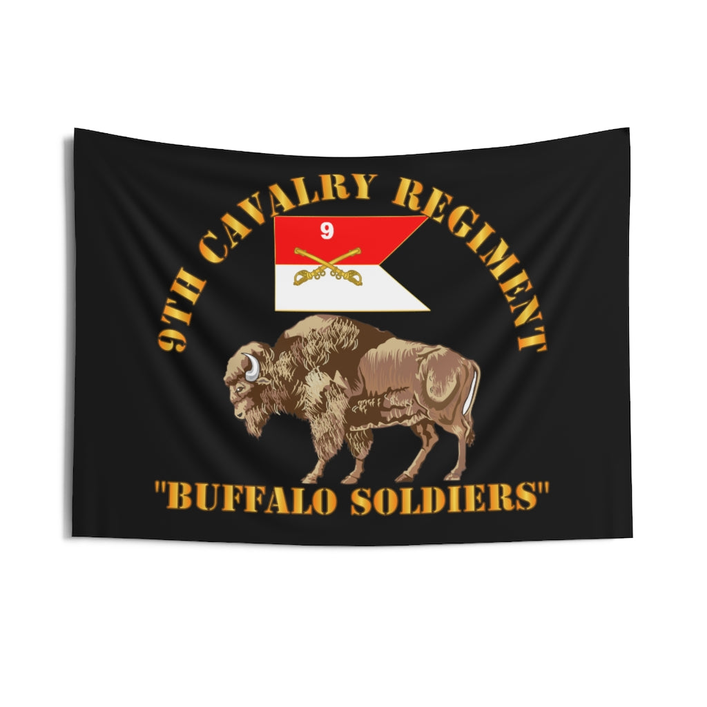 Indoor Wall Tapestries - Army - 9th Cavalry Regiment - Buffalo Soldiers w 9th Cav Guidon