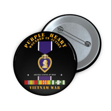 Load image into Gallery viewer, Custom Pin Buttons - Purple Heart - WIA w VN SVC