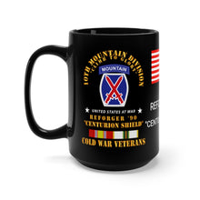 Load image into Gallery viewer, Black Mug 15oz - Army - 10th Mountain Division - Climb to Glory - REFORGER 90, Centurion Shield - Cold War Service Ribbons