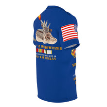 Load image into Gallery viewer, Unisex All Over Print - Army - 2nd Bn 83rd Artillery Babenhausen Germany w COLD SVC - Front w M110 Firing Back - Dark Blue