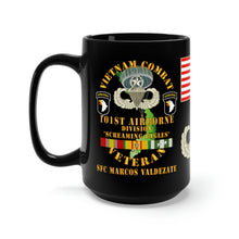 Load image into Gallery viewer, Black Mug 15oz - Army - 101st Airborne Division, "Screaming Eagles" Vietnam Veteran with Jumpmaster Wings - SFC Marcos Valdezate