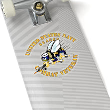 Load image into Gallery viewer, Kiss-Cut Stickers - Navy - Seabee - Combat Veteran - No Shadow