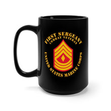 Load image into Gallery viewer, Black Mug 15oz - USMC - First Sergeant - Combat Veteran X 300
