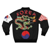 Load image into Gallery viewer, Men's AOP Bomber Jacket - Black Shirt with Korea Dragon and Flags