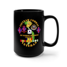 Load image into Gallery viewer, Black Mug 15oz - USMC - Vietnam Combat Vet w 1st Marine Regt w BNs w CAR VN SVC