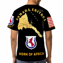 Load image into Gallery viewer, AOP - Army - Kagnew Station with Map Asmara Eritrea - Front /Back - L/R Sleeve T-Shirt