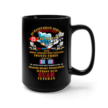 Load image into Gallery viewer, Black Mug 15oz - USN - Humanitarian Svc - NMCB 23 Typhoon Russ - HUMAN SVC X 300