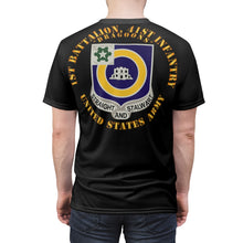 Load image into Gallery viewer, Unisex AOP Cut & Sew Tee - 1st Battalion, 41st Infantry regiment (Pocket Area), 41st Infantry Regiment Unit Crest on Back