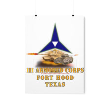 Load image into Gallery viewer, Premium Matte vertical posters - Army - III Armored Corps - M1A1 - M2 Bradely Firing - Fort Hood Texas X 300