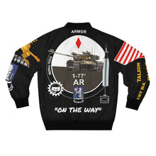 Load image into Gallery viewer, Men's AOP Bomber Jacket - TF 1/77AR - 1st Battalion, 77th Armor, "Steel Tigers" with M60 Main Battle Tank