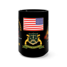 Load image into Gallery viewer, Black Mug 15oz - 502nd Military Police (MP) Company - 2nd Armored Division - Hell on Wheels - Fort Hood, TX - ''Honor Pro Militibus''