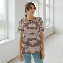Load image into Gallery viewer, Unisex AOP Cut & Sew T-Shirt - Military Chocolate Chip Desert Camouflage Shirt