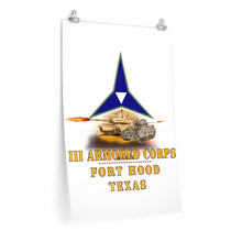 Load image into Gallery viewer, Premium Matte vertical posters - Army - III Armored Corps - M1A1 - M2 Bradely Firing - Fort Hood Texas X 300