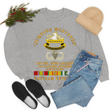 Load image into Gallery viewer, Unisex Heavy Blend Crewneck Sweatshirt - Army - Jumping Mustangs w DUI - ABN Basic - 1st Bn 8th Cav w VN