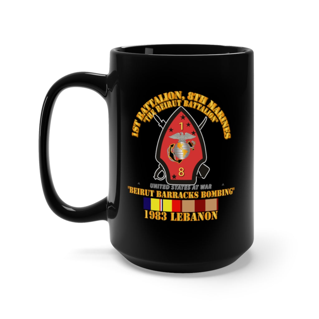 Black mug 15oz -  USMC - 1st Bn, 8th Marines - Beirut barracks bombing w SVC wo NDSM