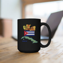 Load image into Gallery viewer, Black Mug 15oz - Cuba - Cuba with Palm and Map Green X 300