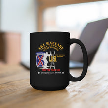 Load image into Gallery viewer, Black Mug 15oz - Army - 10th Mountain Division - Ski Warfare - Ski Combat - Winter Warfare X 300
