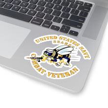 Load image into Gallery viewer, Kiss-Cut Stickers - Navy - Seabee - Combat Veteran - No Shadow