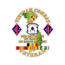 Load image into Gallery viewer, Kiss-Cut Stickers - USMC - Vietnam Combat Vet w 2nd Bn - 1st Marines - 1st Marine Regt w CAR VN SVC