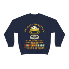 Load image into Gallery viewer, Unisex Heavy Blend Crewneck Sweatshirt - Army - Jumping Mustangs w DUI - ABN Basic - 1st Bn 8th Cav w VN