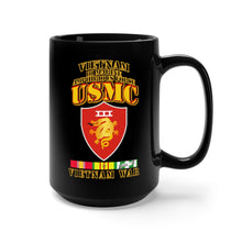Load image into Gallery viewer, Black Mug 15oz - USMC - III MAF - VIetnam War w 1 row VN SVC Ribbons