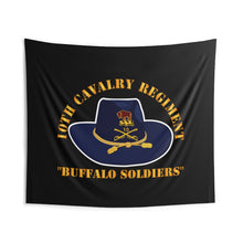 Load image into Gallery viewer, Indoor Wall Tapestries - Army - 10th Cavalry Regiment w Cav Hat - Buffalo Soldiers