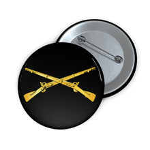 Load image into Gallery viewer, Custom Pin Buttons - Army - Infantry Branch - Crossed Rifles