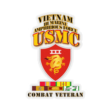 Load image into Gallery viewer, Kiss-Cut Stickers - USMC - III MAF - Combat Vet w VN SVC Medals