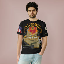 Load image into Gallery viewer, Unisex AOP Cut & Sew T-Shirt - Iraq War - 1st Battalion, 320th Artillery Regiment with Air Assault Badge -105mm firing
