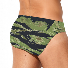 Load image into Gallery viewer, Custom Men's Tiger Stripe Jungle All Over Print Swimming Trunks Fashion Briefs Men's Triangle