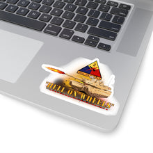 Load image into Gallery viewer, Kiss-Cut Stickers - Army - 2nd Armored Division - M1A1 Tank - Hell on Wheels w Fire X 300