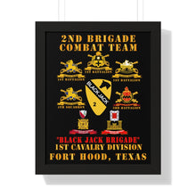 Load image into Gallery viewer, Framed Vertical Poster - Army - 2nd BCT, 1st Cav Division - BlackJack - All Sub Units w Ribbon X 300