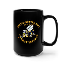 Load image into Gallery viewer, Black Mug 15oz - Navy - Seabee - Combat Veteran - No Shadow