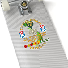 Load image into Gallery viewer, Kiss-Cut Stickers - Army - Vietnam Combat Vet - 11th Inf Bde SSI - Spec 5 - Cbt Medic - 1968-69 VN Svc X300