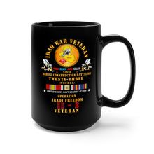 Load image into Gallery viewer, Black Mug 15oz - USN - Iraq War Vet - NMCB 23 OIF 11-2 w IRAQ SVC X 300