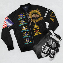 Load image into Gallery viewer, Men's AOP Bomber Jacket - Army - Cavalry and Infantry Regiments of the "Buffalo Soldiers" - American History