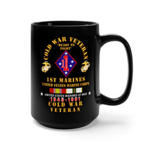 Load image into Gallery viewer, Black Mug 15oz - USMC - Cold War Vet - 1st Marines w COLD SVC X 300