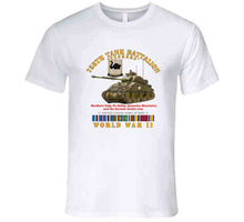 Load image into Gallery viewer, Army - 758th Tank Battalion, "Tuskers", with Tank, World War II with European Theater Service Ribbons - T Shirt, Premium and Hoodie
