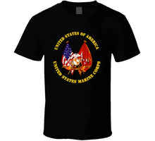 Load image into Gallery viewer, Emblem - US Flag - USMC Colors T Shirt