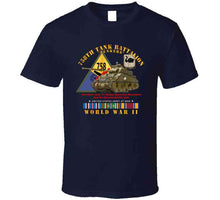 Load image into Gallery viewer, Army - 758th Tank Battalion, "Tuskers", with Tank, Shoulder Sleeve Insignia, World War II with European Theater Service Ribbons - T Shirt, Premium and Hoodie