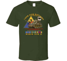 Load image into Gallery viewer, Army - 758th Tank Battalion, "Tuskers", with Tank, Shoulder Sleeve Insignia, World War II with European Theater Service Ribbons - T Shirt, Premium and Hoodie