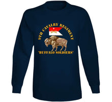 Load image into Gallery viewer, Army - 9th Cavalry Regiment - Buffalo Soldiers W 9th Cav Guidon - Long Sleeve Tee